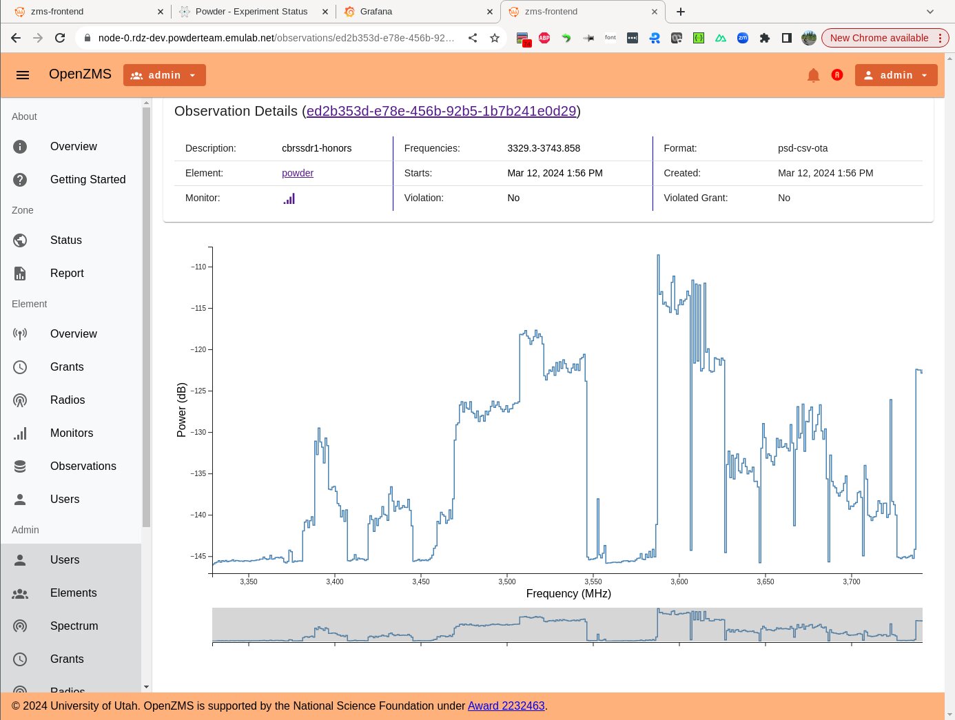 POWDER-RDZ OpenZMS 5G Observation