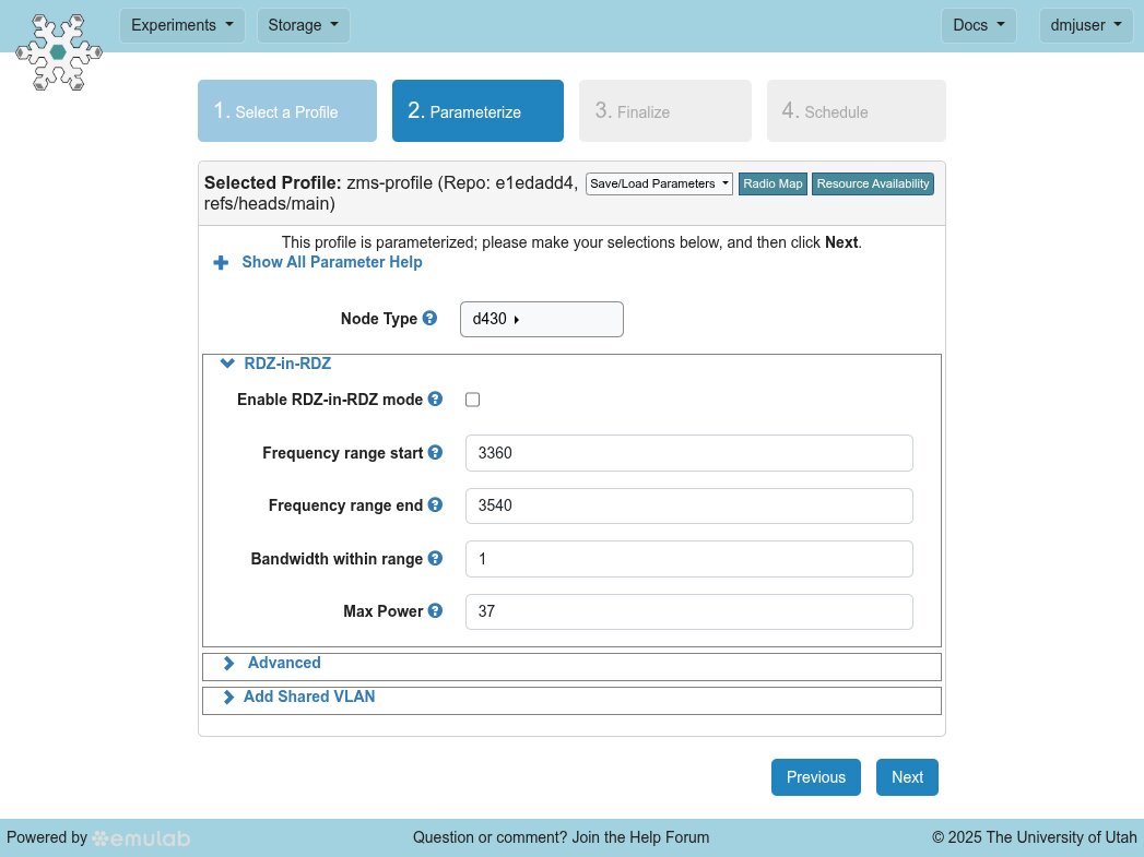 RDZ-in-RDZ Experiment Parameters RDZ-in-RDZ Experiment Parameters